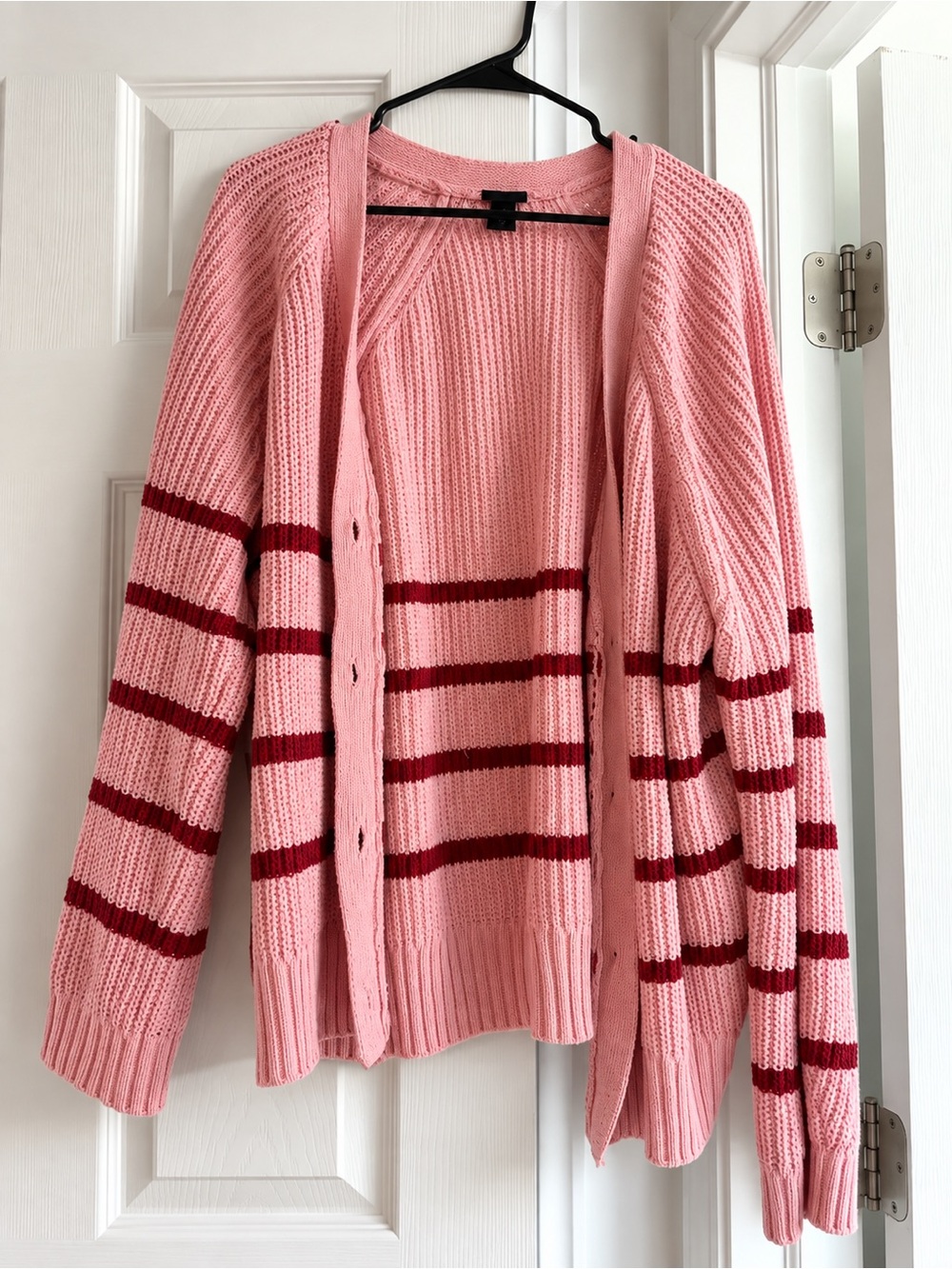 torrid Pink Cardigan with Burgundy Stripes